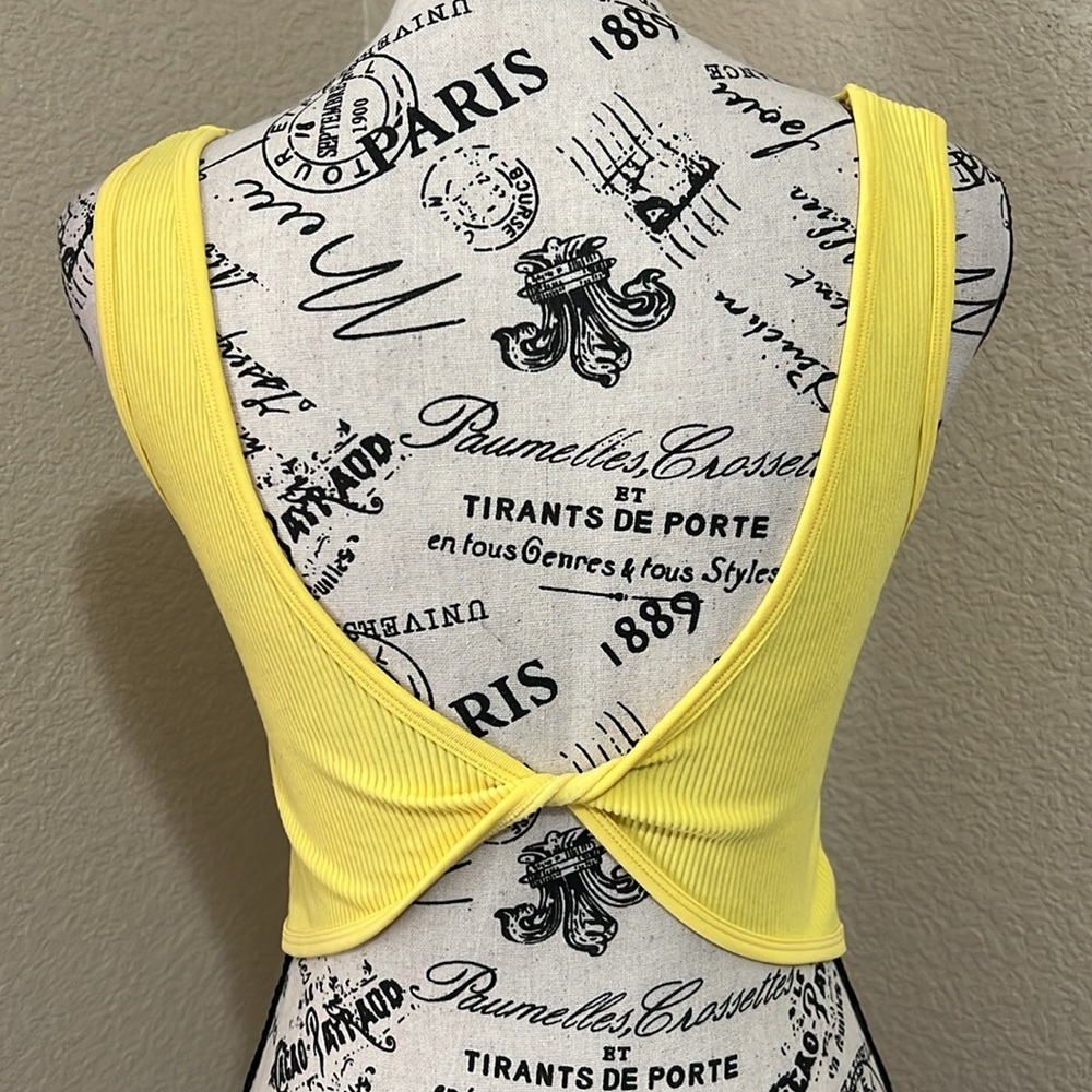 Suzette Collection Twist Back Yellow Tank Top